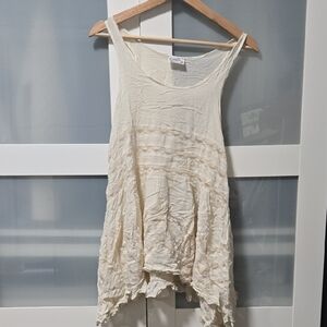 Free People Cream Textured Tank Top